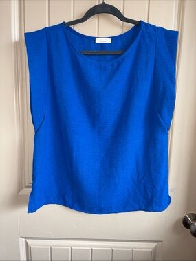 Sleeveless Cotton Blend Tank in Cobalt Blue